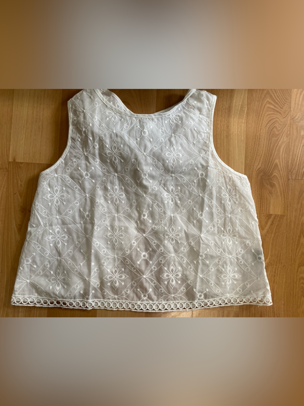 White Embroidered Eyelet Top